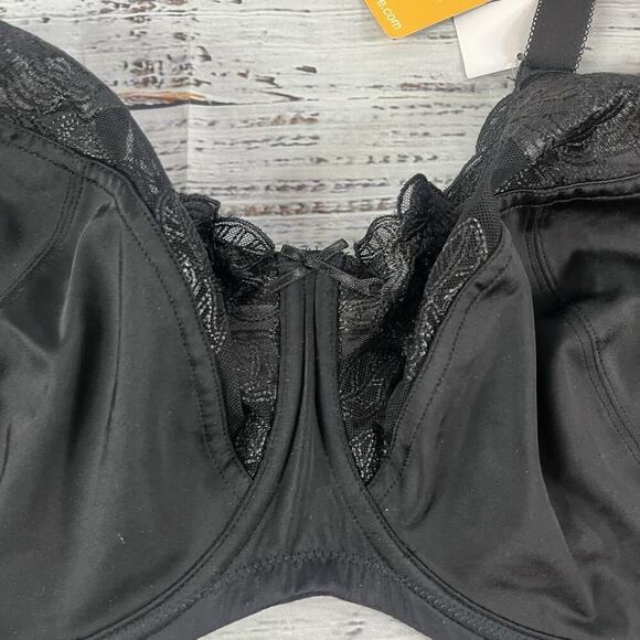 Wingslove Women's Lace No Pad Full Coverage Unlined Underwire Black Bra sz 44DDD - Picture 4 of 12